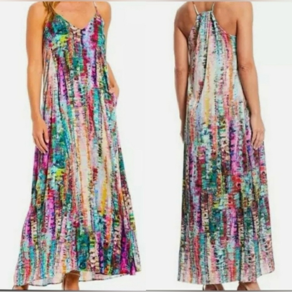 Nicole Miller Colorful Abstract Maxi Dress